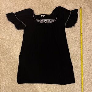 Max Studio Black Dress with White Floral Embroidery, size XS